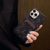 Black LV Monogram Phone Case with Card Holder | LX090 - yTagCase